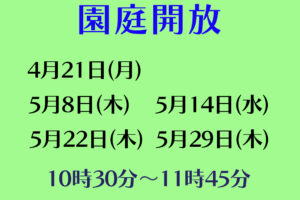 令和７年度園庭開放のお知らせ（～５月）