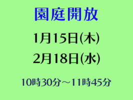 令和７年度園庭開放のお知らせ（１月・２月）