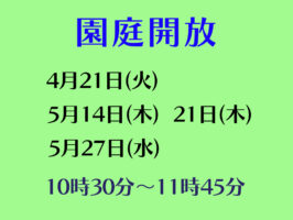 令和８年度園庭開放のお知らせ（４・５月）