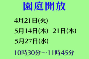 令和８年度園庭開放のお知らせ（４・５月）